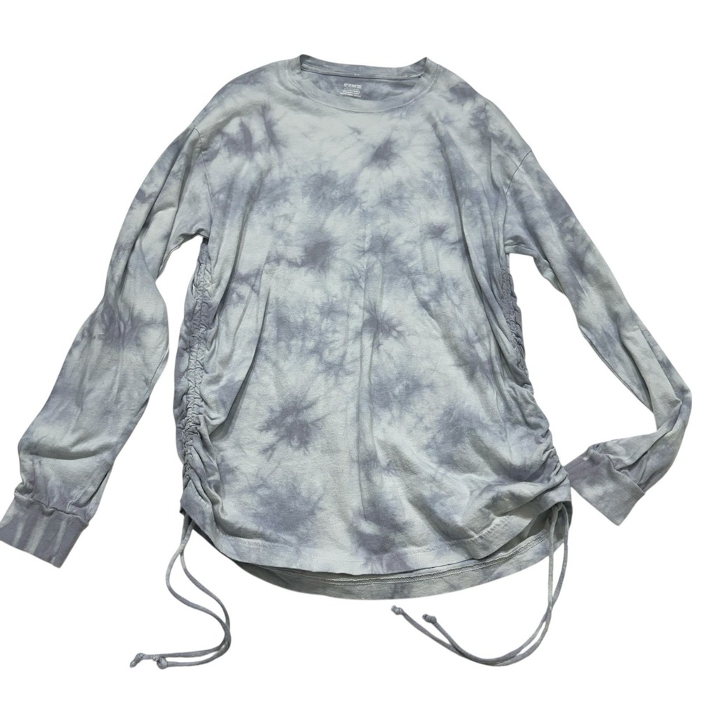 PINK Victoria's Secret‎ Gray Tie Dye Ruched Side Drawstring Long Sleeve Top S